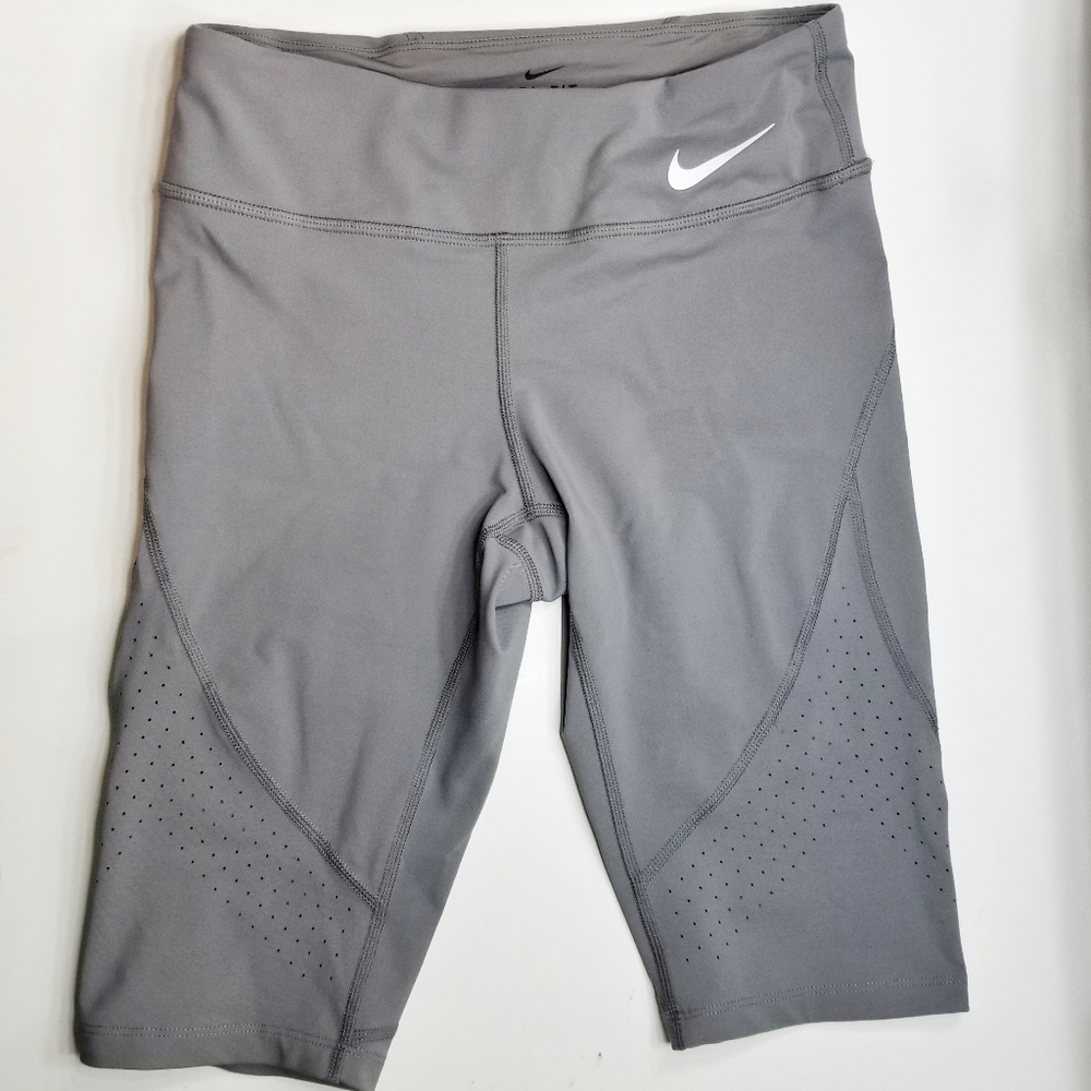 Nike biker shorts: gray, running, laser cut